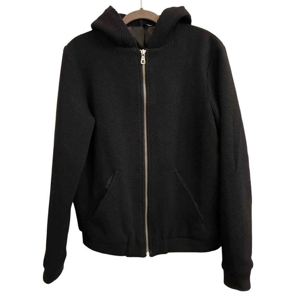 Joe's men's hooded bomber jacket size M Minimalist Casual closet staple wool ble